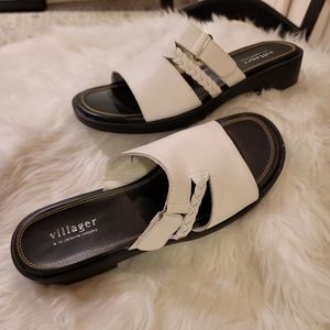 Vintage Brand New! Liz Claiborne Villager white leather braid sandals 9w